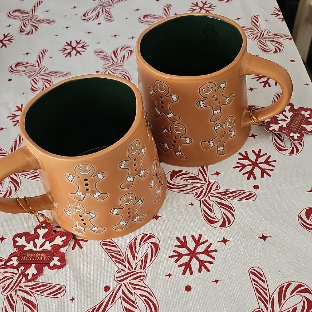 Gingerbread Man Ceramic Mugs - Set of 2